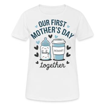 Unser erster Muttertag - frischgebackene Mama - Frauen T-Shirt atmungsaktiv - Weiß - Vorne - AI Model Female 172 dark (172cm)