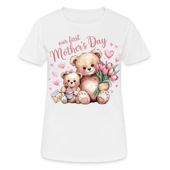 Notre première fête des mères - Ours Maman & Bébé - T-shirt respirant Femme - blanc - Devant - AI Model Female 172 dark (172cm)