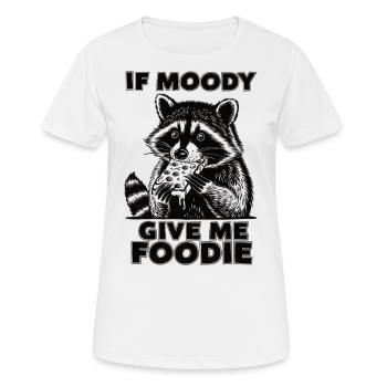 Morose? L’alimentation, c’est ça ! Chemise raton laveur - T-shirt respirant Femme - blanc - Devant - AI Model Female 172 dark (172cm)