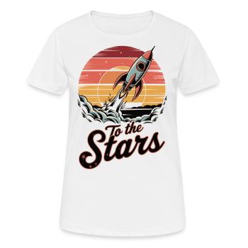 Vers les étoiles – Lancement de fusée - T-shirt respirant Femme - blanc - Devant - AI Model Female 172 dark (172cm)