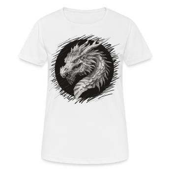 Drachenkopf im Fokus - Frauen T-Shirt atmungsaktiv - Weiß - Vorne - AI Model Female 172 dark (172cm)