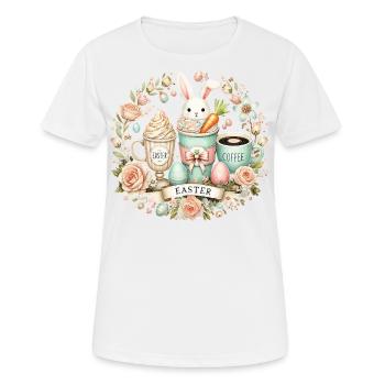 Osterhase Kaffee Ostern Latte Macchiato Design - Frauen T-Shirt atmungsaktiv - Weiß - Vorne - AI Model Female 172 dark (172cm)
