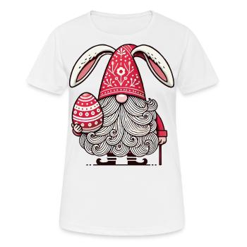 Gnome de Pâques avec œuf et oreilles de lapin - T-shirt respirant Femme - blanc - Devant - AI Model Female 172 dark (172cm)