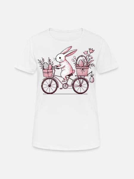 Ostern Hase Rad Vintage Stil - Frauen T-Shirt atmungsaktiv - Weiß