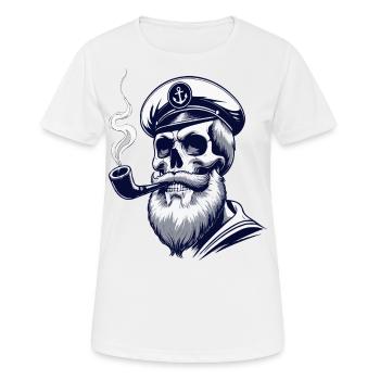 Kapitän Hamburg St Pauli Hansestadt Totenschädel - Frauen T-Shirt atmungsaktiv - Weiß - Vorne - AI Model Female 172 dark (172cm)