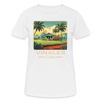 Viñales Cuba alternatif rétro - T-shirt respirant Femme - blanc - Devant - AI Model Female 172 dark (172cm)