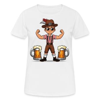 Junge in Lederhose Bier JGA Mallorca Bayern Saufen - Frauen T-Shirt atmungsaktiv - Weiß - Vorne - AI Model Female 172 dark (172cm)