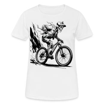 Mountainbike Fahrrad Biken Downhill Fahrradtour - Frauen T-Shirt atmungsaktiv - Weiß - Vorne - AI Model Female 172 dark (172cm)