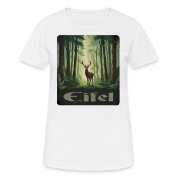 Eifel mit Hirsch - Frauen T-Shirt atmungsaktiv - Weiß - Vorne - AI Model Female 172 dark (172cm)
