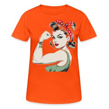 Rockabilly Girl Vintage Retro Girl Power Woman - Women's Breathable T-Shirt - neon orange - Front - AI Model Female 172 dark (172cm)