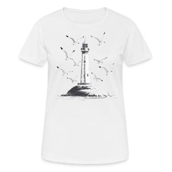 Leuchturm Möwe Hafen Moin Meer See - Frauen T-Shirt atmungsaktiv - Weiß - Vorne - AI Model Female 172 dark (172cm)
