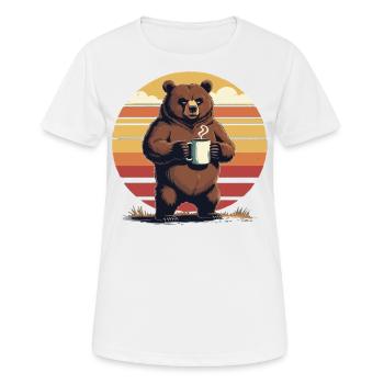Grim Bear Tasse à café Ours Café Fatigué - T-shirt respirant Femme - blanc - Devant - AI Model Female 172 dark (172cm)