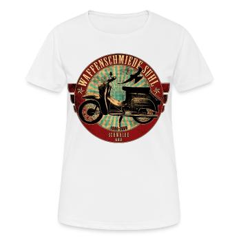 Simson Schwalbe KR51 - Frauen T-Shirt atmungsaktiv - Weiß - Vorne - AI Model Female 172 dark (172cm)