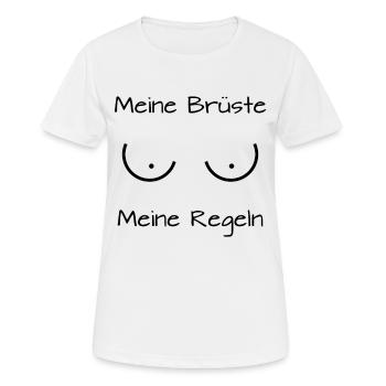 Damen Brüste Titten Titties Tittchen Spruch Shirt - Frauen T-Shirt atmungsaktiv - Weiß - Vorne - AI Model Female 172 dark (172cm)
