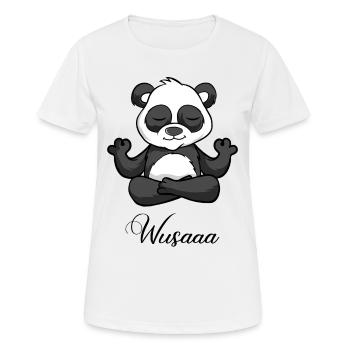 Auszeit Durchatmen Wusaaa Panda - Frauen T-Shirt atmungsaktiv - Weiß - Vorne - AI Model Female 172 dark (172cm)