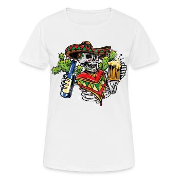 MEXICO TOTENKOPF BIER TRINKEN PARTIE GRILLEN MOTIV - Frauen T-Shirt atmungsaktiv - Weiß - Vorne - AI Model Female 172 dark (172cm)