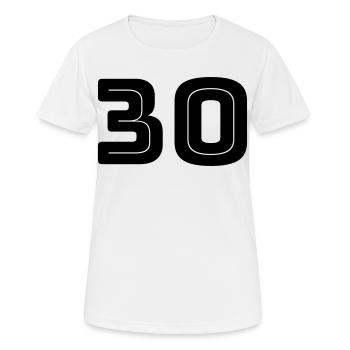Zahl 30 - Geburtstag - Trikotnummer - Frauen T-Shirt atmungsaktiv - Weiß - Vorne - AI Model Female 172 dark (172cm)