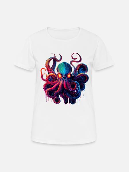 Oktopus-Illustration - Frauen T-Shirt atmungsaktiv - Weiß