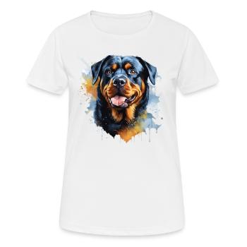 Lebendige Rottweiler Splash Art | Hundeliebhaber Pri - Frauen T-Shirt atmungsaktiv - Weiß - Vorne - AI Model Female 172 dark (172cm)