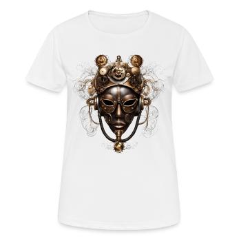 Victorian Steampunk Mask - Women's Breathable T-Shirt - white - Front - AI Model Female 172 dark (172cm)