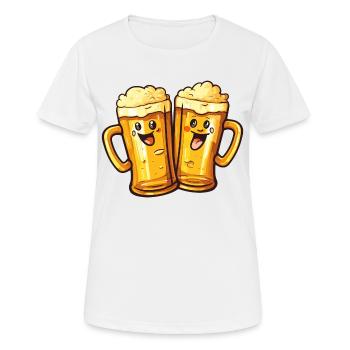 Chopes à bière drôles Rire Bière Boire de l’alcool Humour - T-shirt respirant Femme - blanc - Devant - AI Model Female 172 dark (172cm)