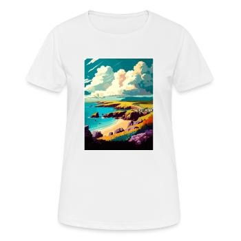 Pembrokeshire Vintage Travel Poster WPA Souvenir - Women's Breathable T-Shirt - white - Front - AI Model Female 172 dark (172cm)