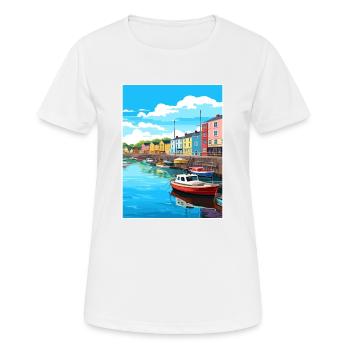 Plymouth England Vintage Reiseposter Souvenir - Frauen T-Shirt atmungsaktiv - Weiß - Vorne - AI Model Female 172 dark (172cm)