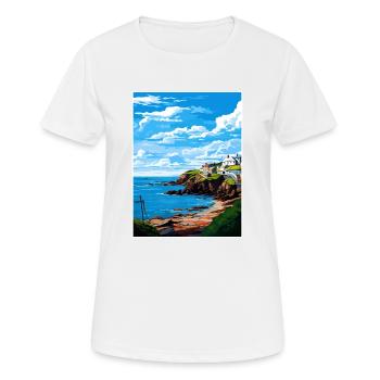 Portloe Cornwall Vintage Travel Poster Souvenir - Women's Breathable T-Shirt - white - Front - AI Model Female 172 dark (172cm)