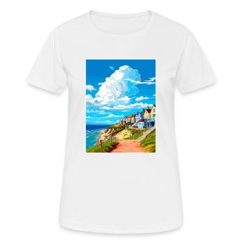 Newquay Cornwall Vintage Travel Poster Souvenir - Women's Breathable T-Shirt - white - Front - AI Model Female 172 dark (172cm)