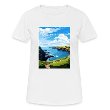 Mullion Cornwall Vintage Reiseposter Souvenir - Frauen T-Shirt atmungsaktiv - Weiß - Vorne - AI Model Female 172 dark (172cm)