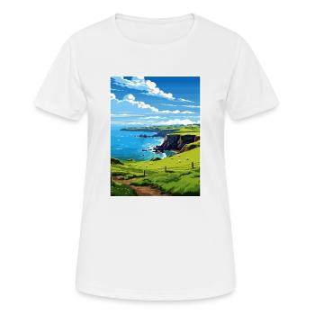 Mullion Cornwall Vintage Travel Poster Souvenir - Women's Breathable T-Shirt - white - Front - AI Model Female 172 dark (172cm)