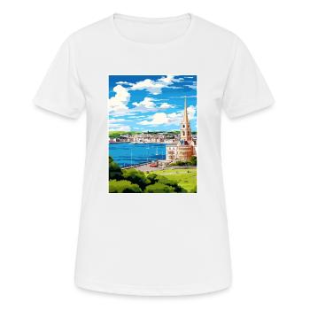 Plymouth England Vintage Travel Poster Souvenir - Women's Breathable T-Shirt - white - Front - AI Model Female 172 dark (172cm)
