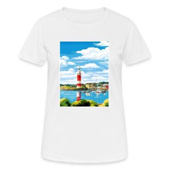 Plymouth England Vintage Reiseposter Souvenir - Frauen T-Shirt atmungsaktiv - Weiß - Vorne - AI Model Female 172 dark (172cm)