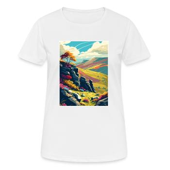 Peak District Uk Vintage Reiseposter Souvenir - Frauen T-Shirt atmungsaktiv - Weiß - Vorne - AI Model Female 172 dark (172cm)