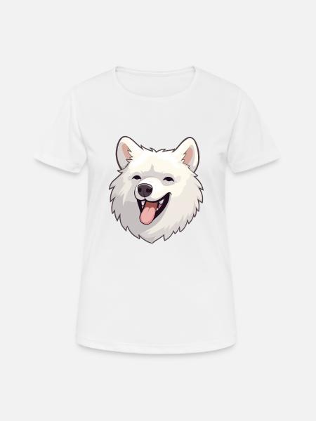 Spitz japonais chien race aquarelle dessin animé kawaii - Dame T-shirt svedtransporterende - hvid