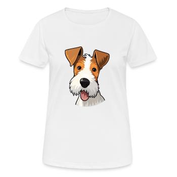 Draht Foxterrier Hunderasse Aquarell Karikatur Kawa - Frauen T-Shirt atmungsaktiv - Weiß - Vorne - AI Model Female 172 dark (172cm)
