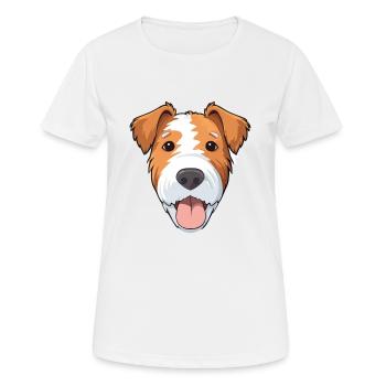 Draht Foxterrier Hunderasse Aquarell Karikatur Kawa - Frauen T-Shirt atmungsaktiv - Weiß - Vorne - AI Model Female 172 dark (172cm)
