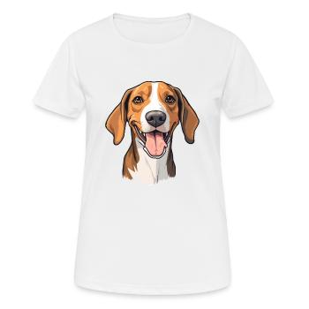 English Foxhound Dog Breed Watercolor Cartoon Kawa - Women's Breathable T-Shirt - white - Front - AI Model Female 172 dark (172cm)