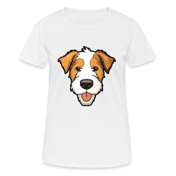 Draht Foxterrier Hunderasse Aquarell Karikatur Kawa - Frauen T-Shirt atmungsaktiv - Weiß - Vorne - AI Model Female 172 dark (172cm)