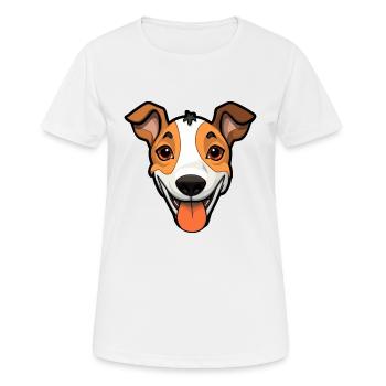 Glatte Foxterrier-Hunderasse Aquarell-Karikatur Ka - Frauen T-Shirt atmungsaktiv - Weiß - Vorne - AI Model Female 172 dark (172cm)