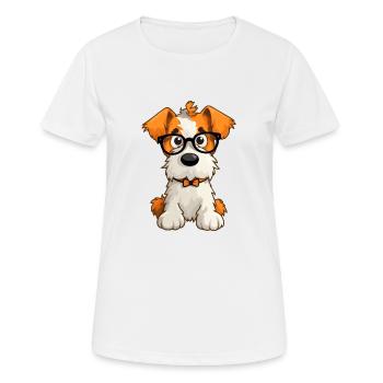 Draht Foxterrier Hunderasse Aquarell Karikatur Kawa - Frauen T-Shirt atmungsaktiv - Weiß - Vorne - AI Model Female 172 dark (172cm)