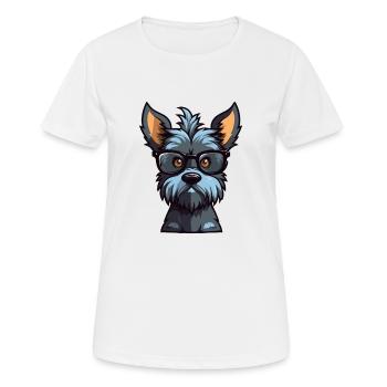 Scottish Terrier Dog Breed Watercolor Cartoon Kawa - Women's Breathable T-Shirt - white - Front - AI Model Female 172 dark (172cm)