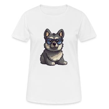 Norwegian Elkhound Dog Breed Watercolor Cartoon Ka - Women's Breathable T-Shirt - white - Front - AI Model Female 172 dark (172cm)