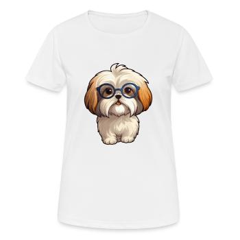 Lhasa Apso Dog Breed Watercolor Cartoon Kawaii Gla - Women's Breathable T-Shirt - white - Front - AI Model Female 172 dark (172cm)