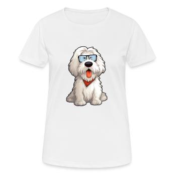 Vieux chien de berger anglais race de chien dessin animé à l’aquarelle - T-shirt respirant Femme - blanc - Devant - AI Model Female 172 dark (172cm)