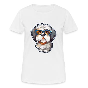 Race De Chien Havanais Aquarelle Dessin Animé Kawaii Verre - T-shirt respirant Femme - blanc - Devant - AI Model Female 172 dark (172cm)