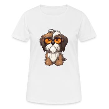 Race De Chien Havanais Aquarelle Dessin Animé Kawaii Verre - T-shirt respirant Femme - blanc - Devant - AI Model Female 172 dark (172cm)