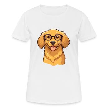 Golden Retriever Hunderasse Aquarell Karikatur Kawa - Frauen T-Shirt atmungsaktiv - Weiß - Vorne - AI Model Female 172 dark (172cm)