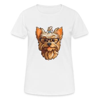 Yorkshire Terrier Hunderasse Aquarell Karikatur Kaw - Frauen T-Shirt atmungsaktiv - Weiß - Vorne - AI Model Female 172 dark (172cm)