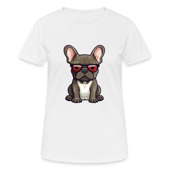 Französische Bulldogge Hunderasse Aquarell Karikatur Kawaii - Frauen T-Shirt atmungsaktiv - Weiß - Vorne - AI Model Female 172 dark (172cm)